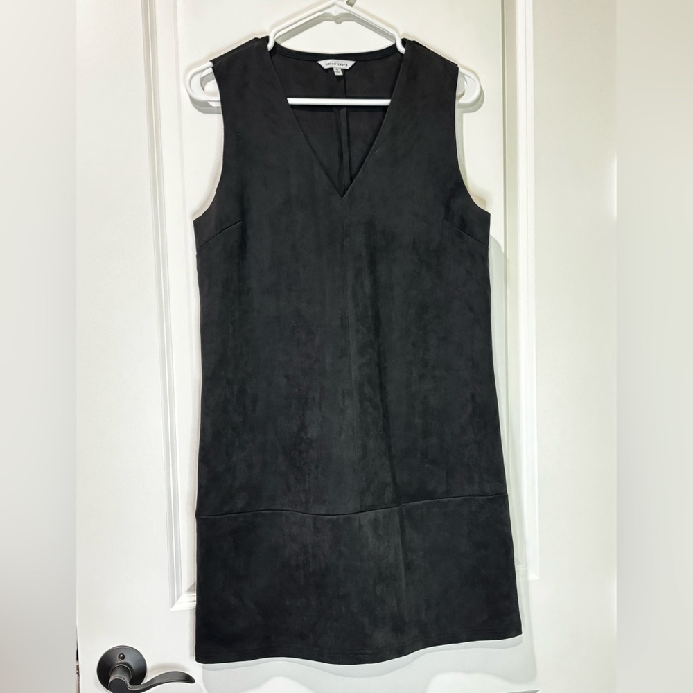 Naked Zebra Faux Suede Black Sleeveless Shift Dress Size Small